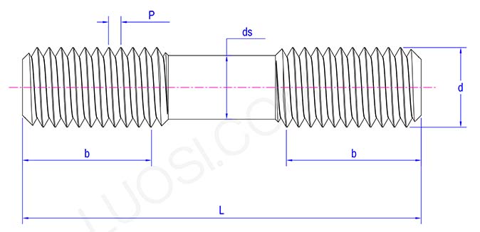 Standard Parallel Double Threaded Stud