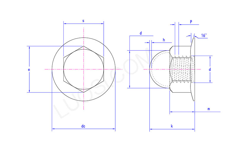 Flanged Acorn Nut with No Serrations